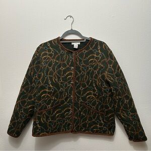 90s Vintage Jones New York Equestrian Chain Bit Print Jacket Riding Style Size L